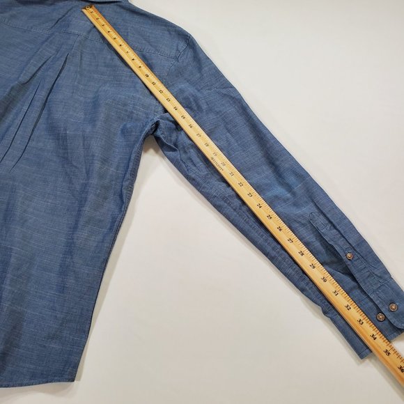 Johnnie-O Shirt Mens Large Chambray Tailored Fit Casual Button Up Coastal Preppy - Picture 13 of 14